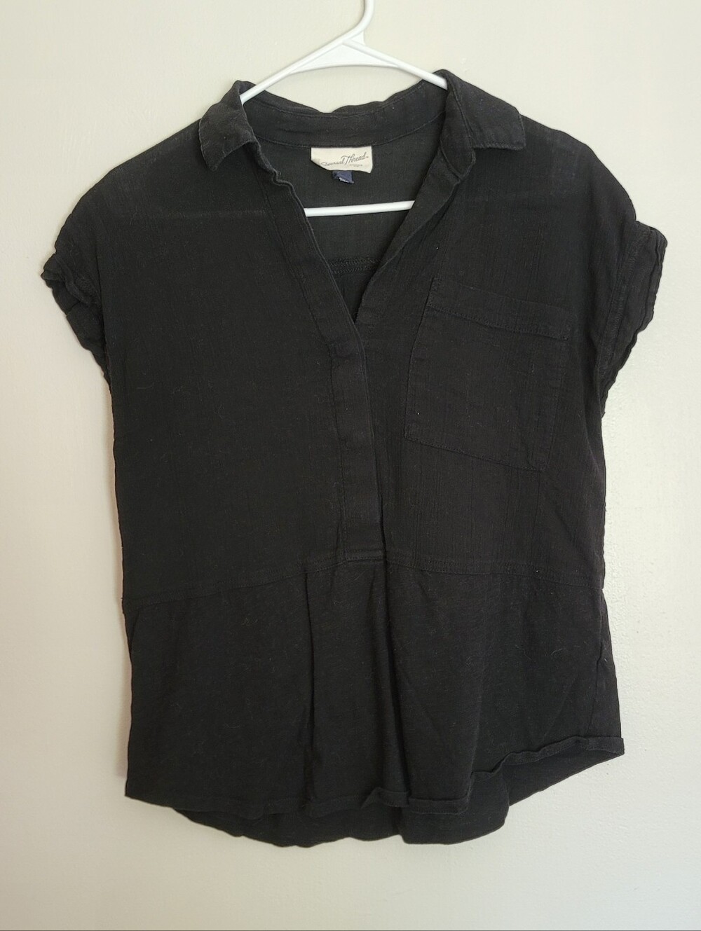 Universal Thread Black Short-Sleeve Collared Pullover Tunic